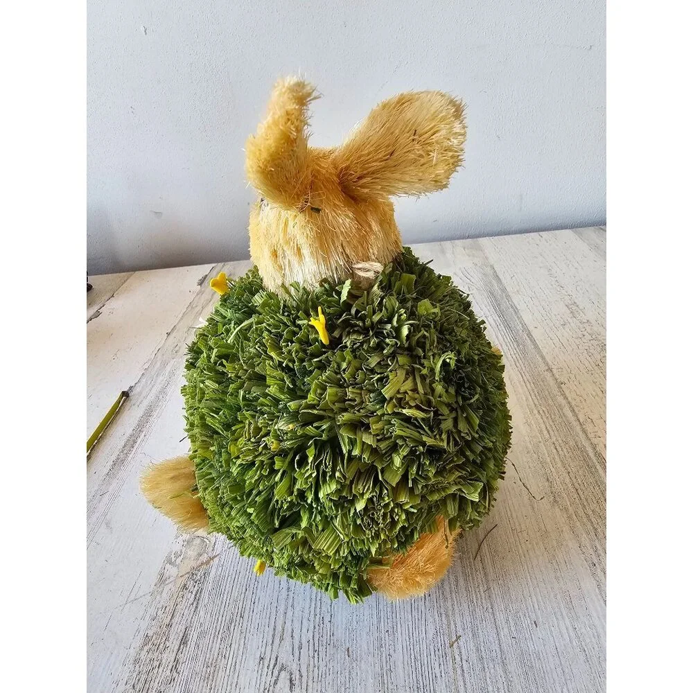 Pier 1 sisal bottle brush bristle rabbit Easter Bunny Bush carrot figurine statu